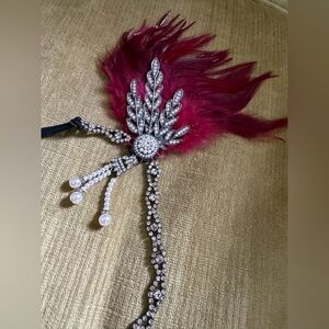 Flapper Feather and Rhinestone Headpiece